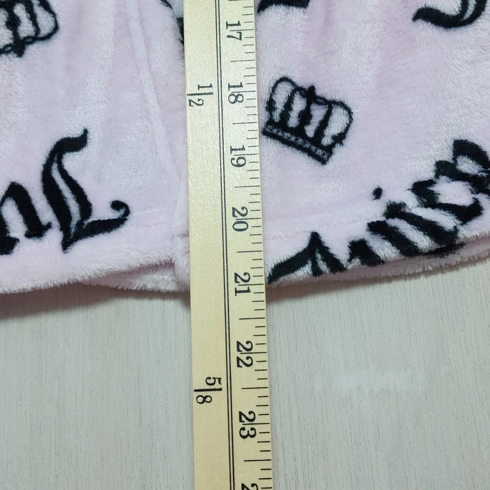 Juicy Couture Girls Pink Black Logo Crown Plush Hooded Robe 4T NWT